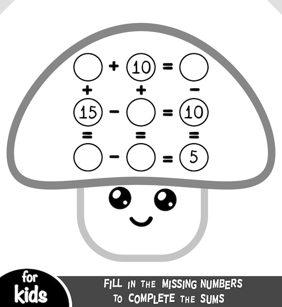 Juego de conteo para niños Juego educativo de matemáticas Hoja de trabajo de suma y resta con hongo