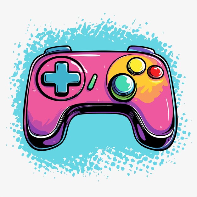 El juego de control de estilo Pop Art de los años 90 Icon aislado