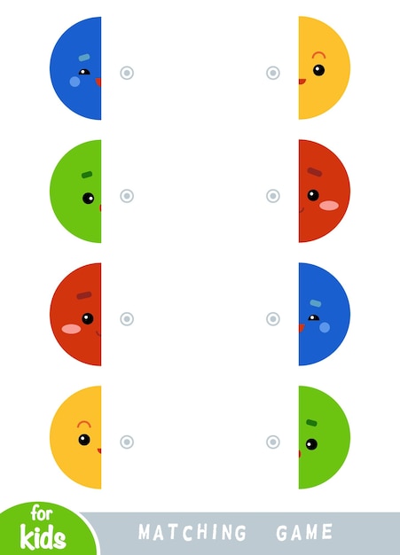 Juego de correspondencias juego educativo para niños Une las mitades Conjunto de círculos de colores