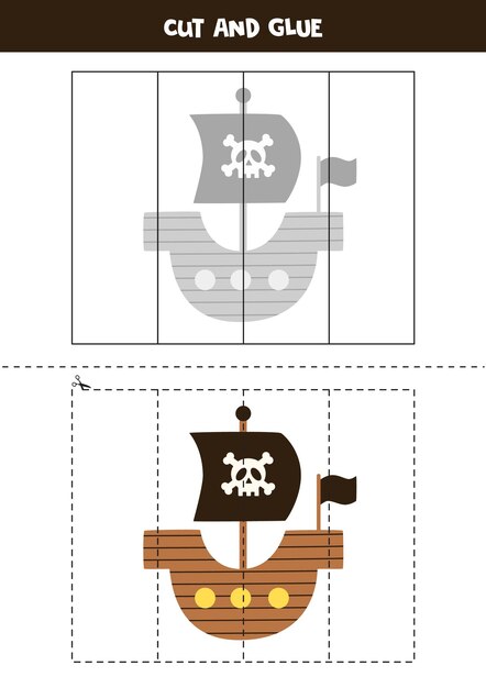 Juego de cortar y pegar para niños Barco pirata