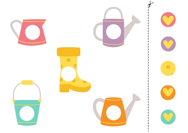 Juego de cortar y pegar para niños Equipos de jardinería