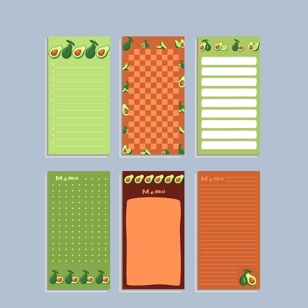 Vector un juego de cuadernos verdes y naranjas con un lugar para texto.