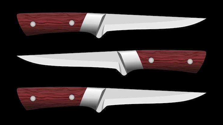 Vector juego de cuchillos de carne de carnicero para carnicería, cuchillos de corte de carne, juego de iconos de cubiertos, vector realista