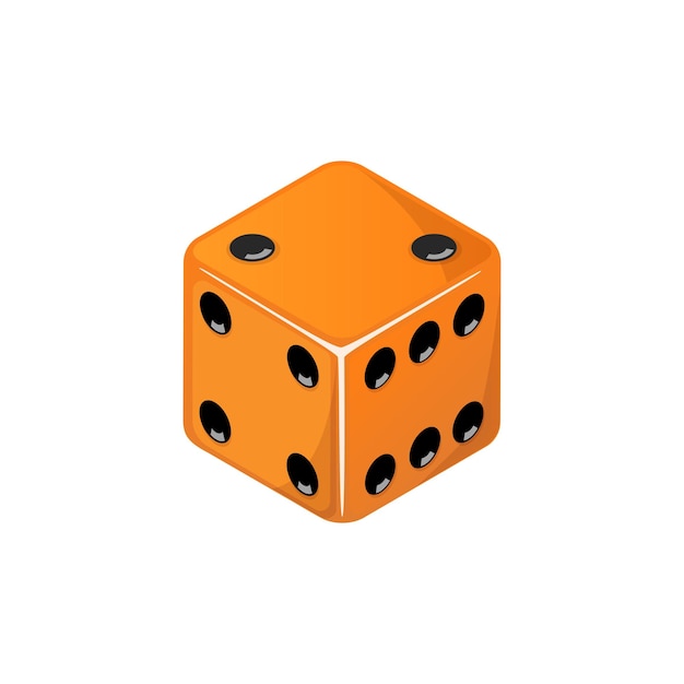 Juego de dados de color naranja con el número dos