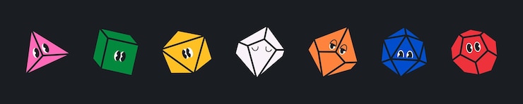Vector juego de dados para juegos de mesa rpg ilustración vectorial