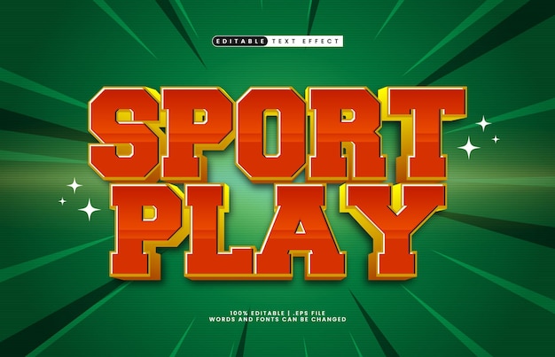 juego deportivo efecto de texto editable con un estilo de texto de deporte y juego