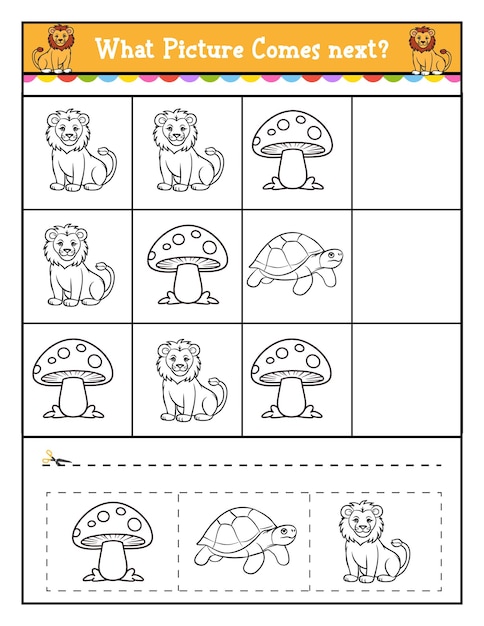 Juego de desafío de emparejamiento educativo para niños Qué viene siguiente juego para niños
