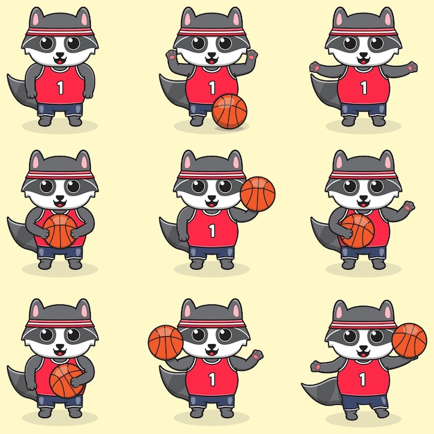 El juego de dibujos animados de baloncesto de Raccoon