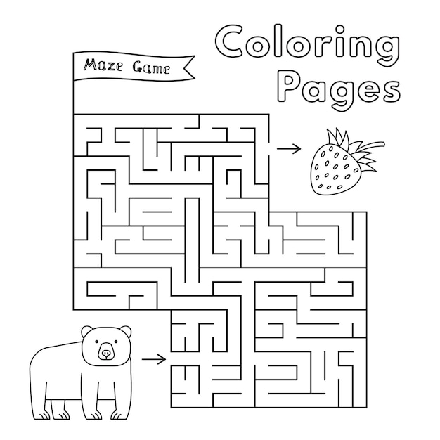 Juego de dibujos animados Bear Maze Libro de colorear