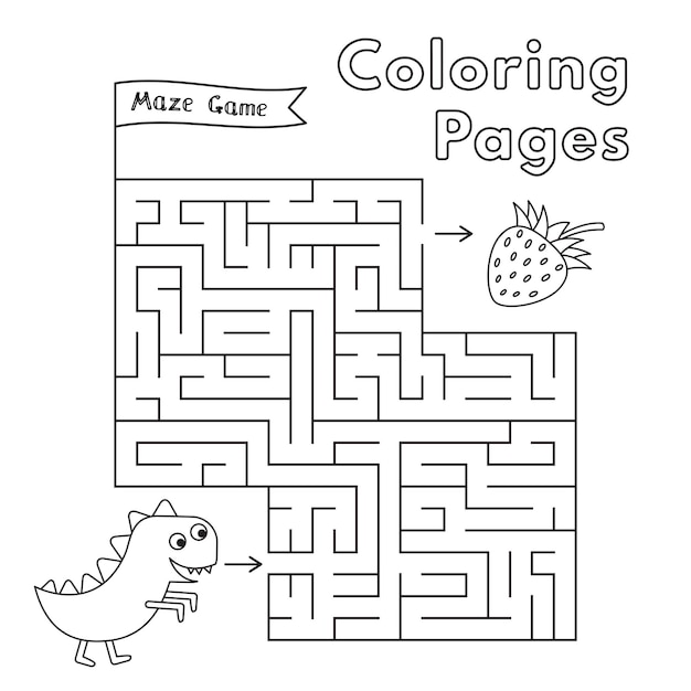 El juego de dibujos animados Dinosaur Maze Libro para colorear