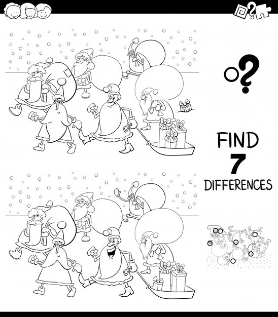 Juego de diferencias con el libro de colores de Santa Claus