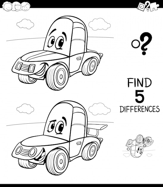 Juego de diferencias para niños con coche de dibujos animados