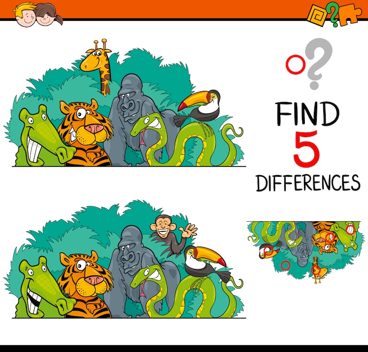 Vector juego de diferencias para niños