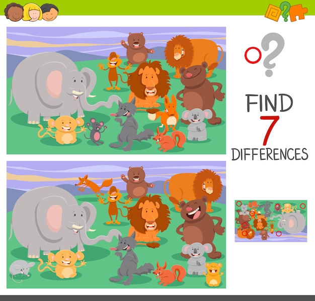Juego de diferencias con personajes de animales