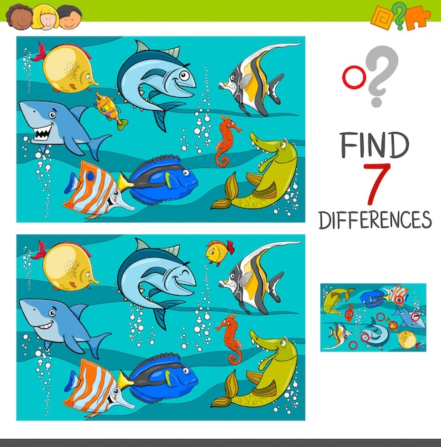 juego de diferencias con personajes de peces