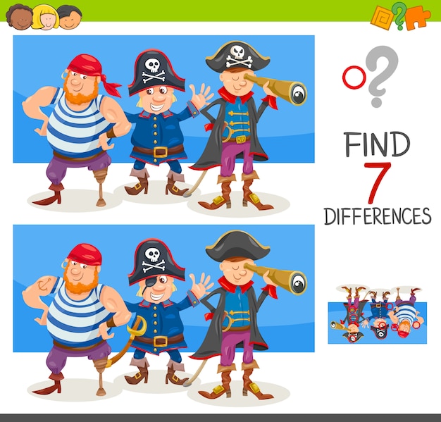 juego de diferencias con personajes piratas