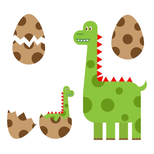 Juego de dinosaurios en estilo plano para crear hojas de trabajo y recursos educativos para niños. Clipart