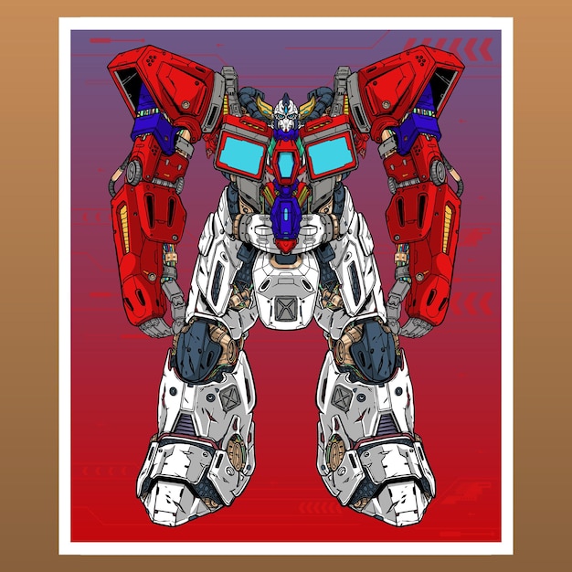Juego de diseño móvil gundam combat mecha robot construido por cabeza brazo cuerpo pierna arma ilustración