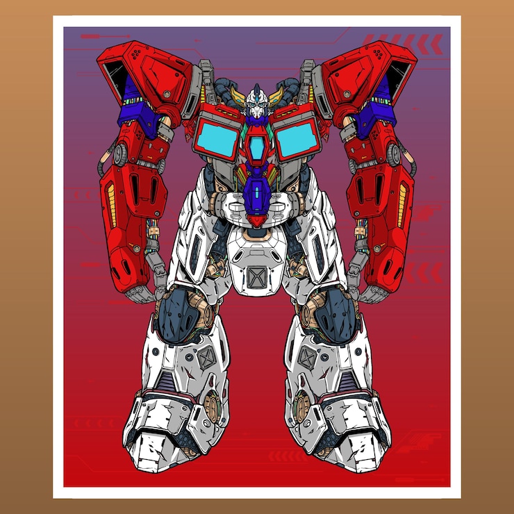 Vector juego de diseño móvil gundam combat mecha robot construido por cabeza brazo cuerpo pierna arma ilustración