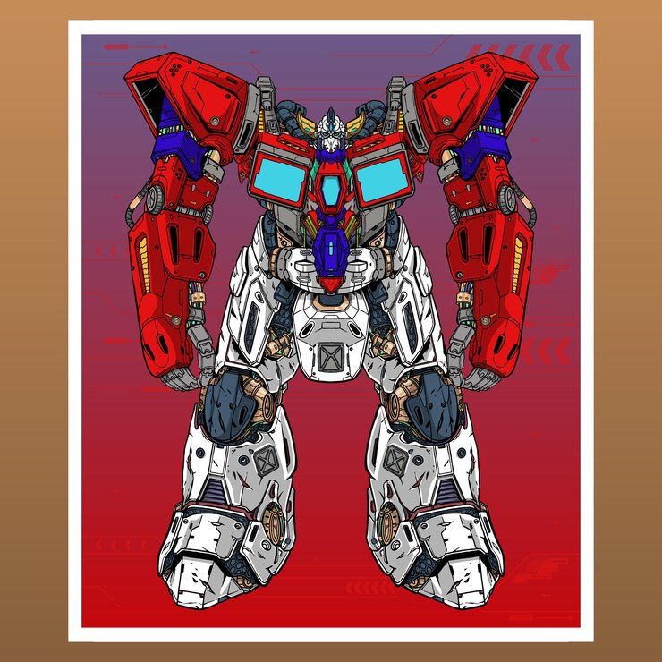 Vector juego de diseño móvil gundam combat mecha robot construido por cabeza brazo cuerpo pierna arma ilustración
