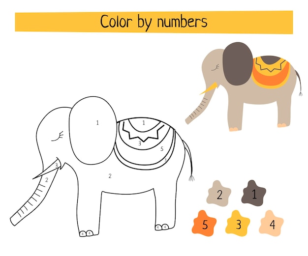 Juego educativo de color por números para niños Vector de dibujos animados escandinavos