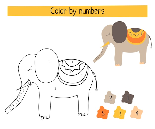 Juego educativo de color por números para niños vector de dibujos animados escandinavos