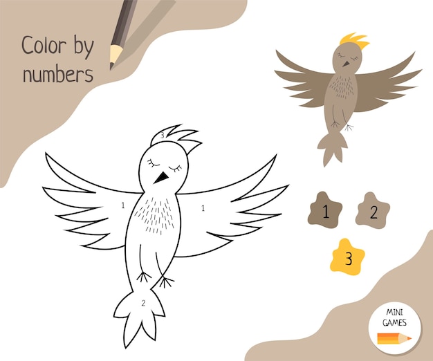 Juego educativo de color por números para niños Vector de dibujos animados escandinavos