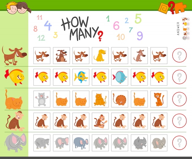 Juego educativo de conteo para niños con animales