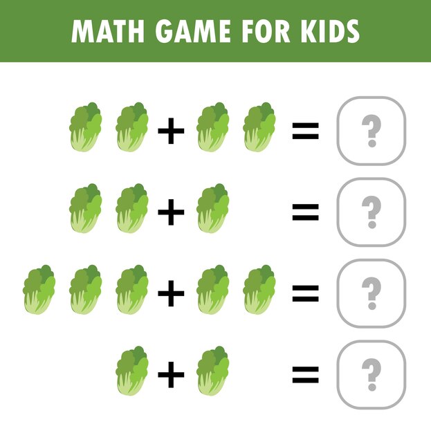 Juego educativo de matemáticas para niños que aprenden a contar hoja de cálculo de suma para niños