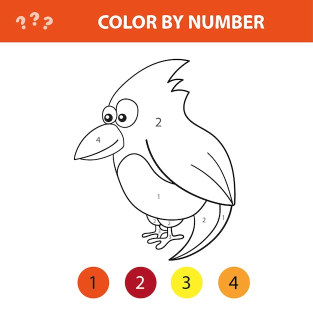 Juego educativo para niños. Colorea la imagen por número. Libro para colorear con pájaro lindo