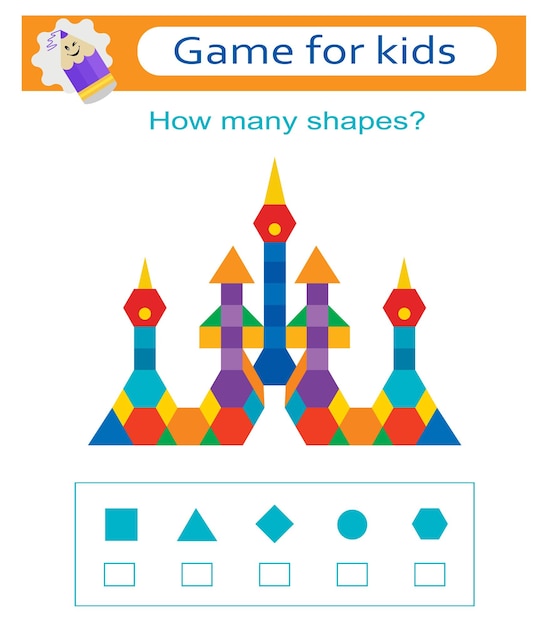 Juego educativo para niños Cuenta cuántos triángulos cuadrados rombos círculos