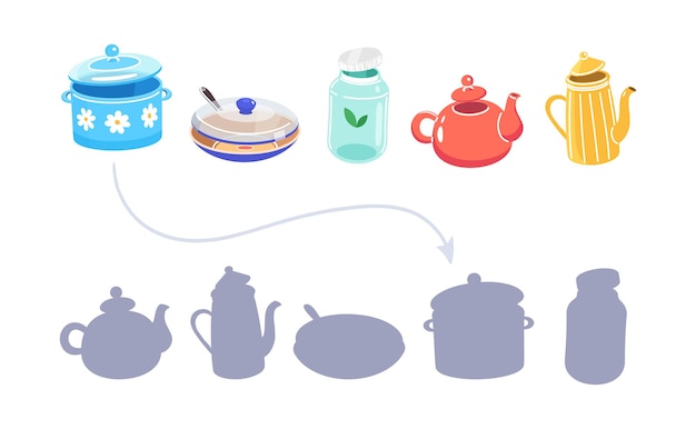Juego educativo para niños Encuentra la silueta adecuada Utensilios de cocina