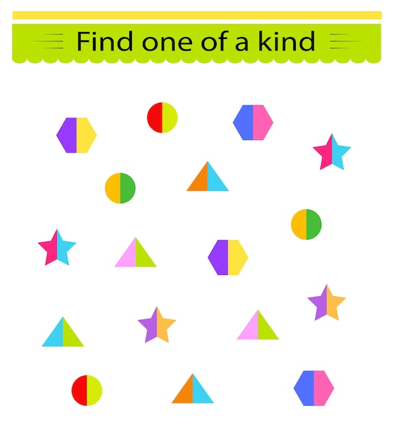 Juego educativo para niños Necesita encontrar una forma geométrica única Inteligencia visual