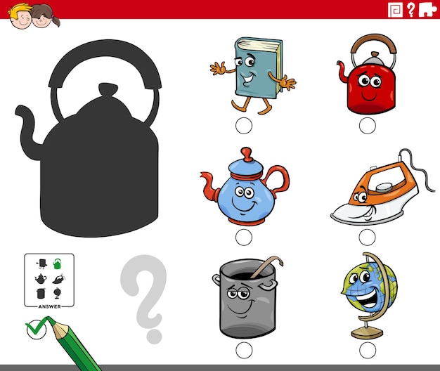 juego educativo de sombras con personajes de dibujos animados