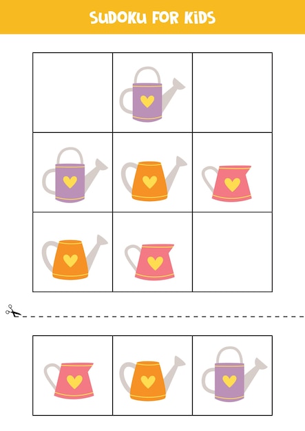 Juego educativo de sudoku con regaderas para niños