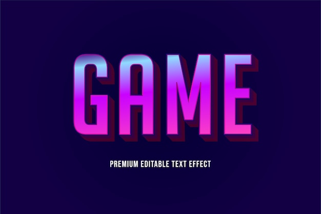 Juego - efecto de texto premium editable púrpura