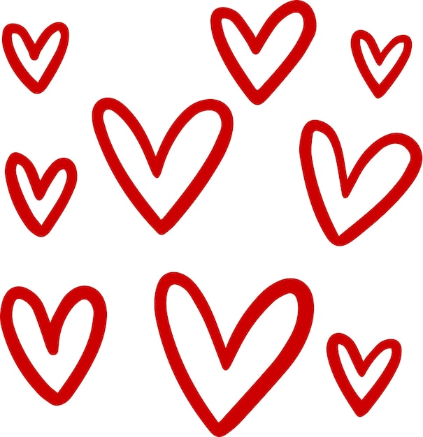 juego de elementos de dibujo de corazón doodle lindo