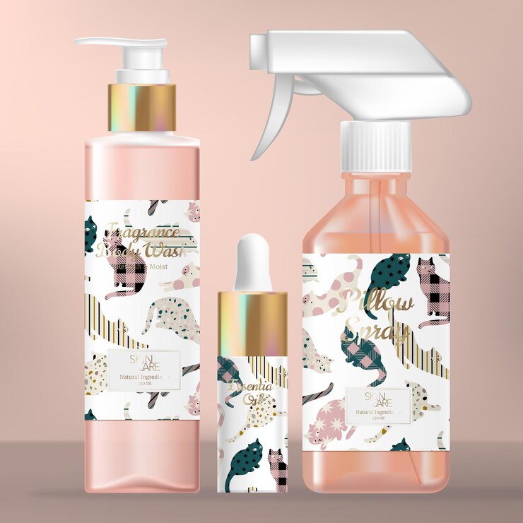 Juego de envases para el cuidado de la piel o la belleza con botella de bomba de lavado corporal, gotita de suero y botella de spray de aroma