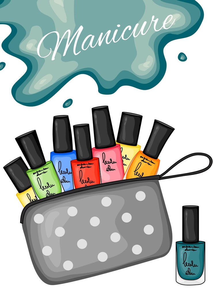 Vector juego de esmaltes de uñas. estilo de dibujos animados. ilustración vectorial.