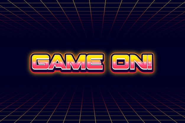 Juego de estilo retro de los años 80 y 90 con efecto de texto