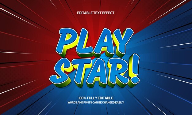 juego estrella efecto de texto editable con un estilo de texto de juego y juego
