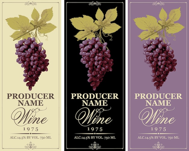 juego de etiquetas para botellas de vino