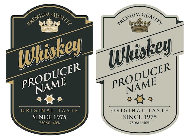 Juego de etiquetas para botellas de whisky