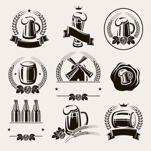 Juego de etiquetas de cerveza. vector