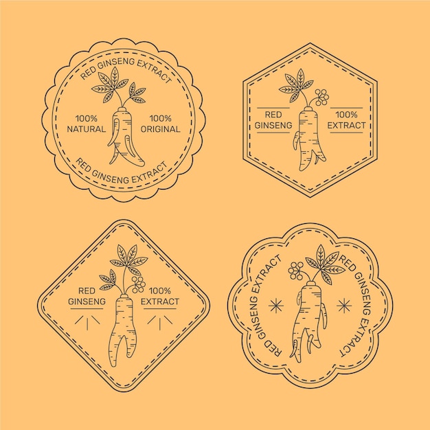 Juego de etiquetas de tarro de ginseng