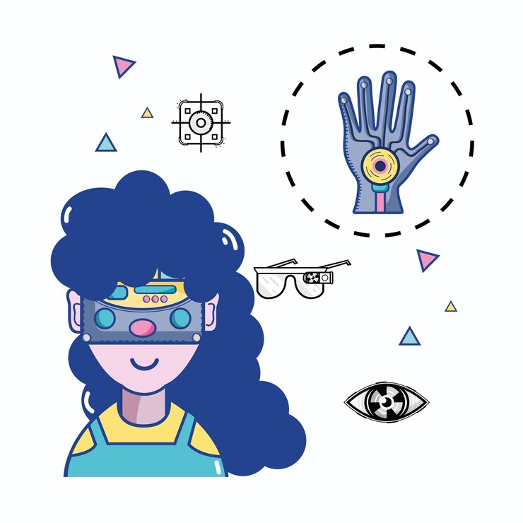 Vector juego de experiencia virtual de lentes 3d