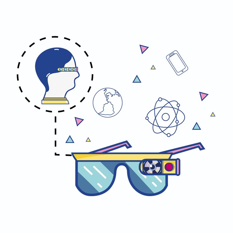 Vector juego de experiencia virtual de lentes 3d