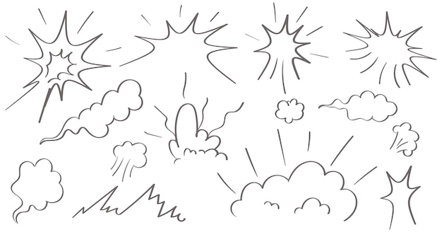 El juego de explosión de Doodle es una ilustración cómica de boom bang