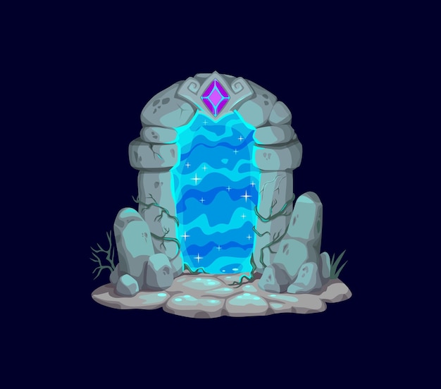 Juego de fantasía portal mágico enmarcado por piedra antigua