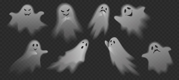 Vector un juego de fantasmas encantadores y aterradores.